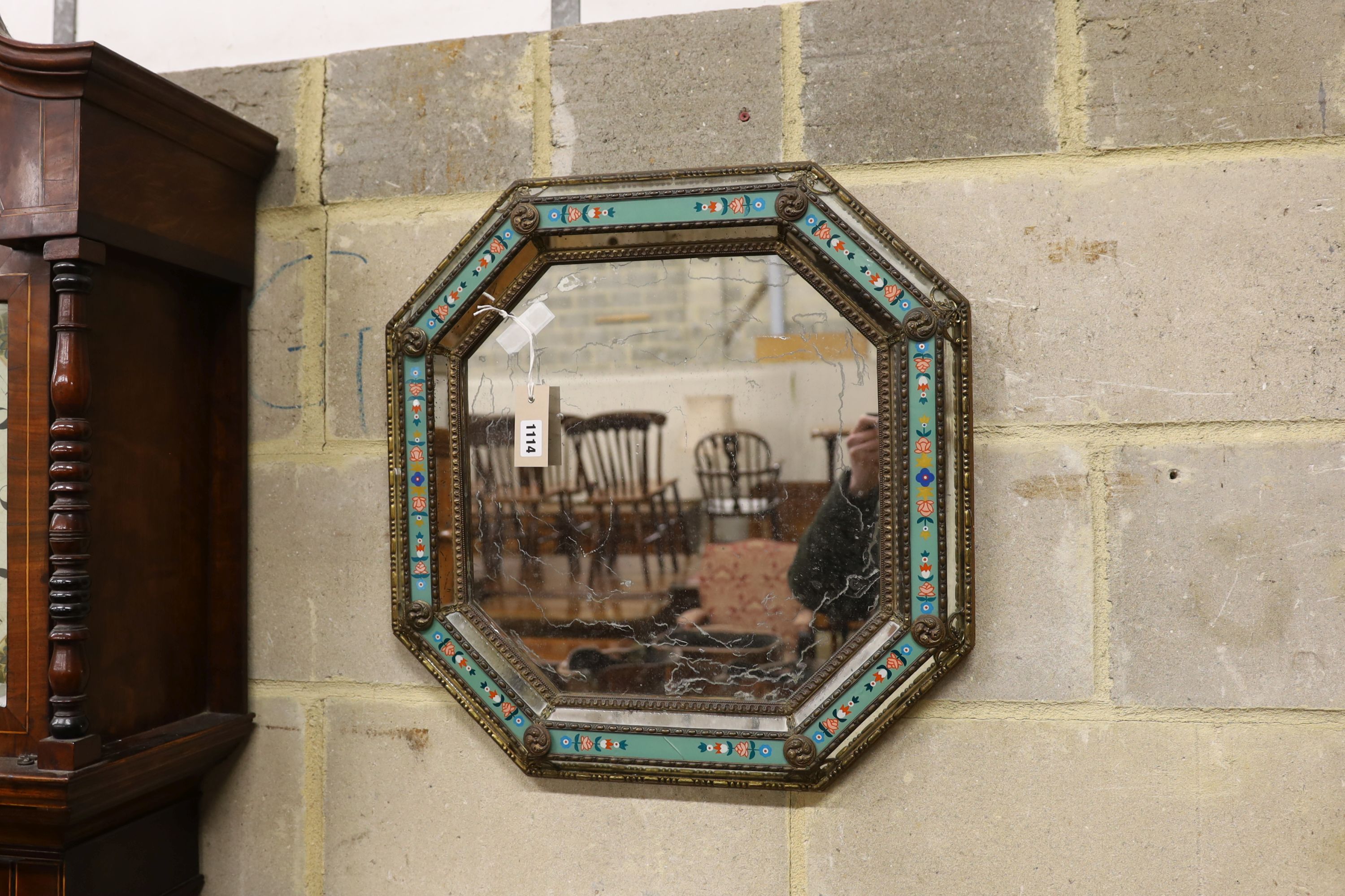 An octagonal Venetian wall mirror, width 50cm